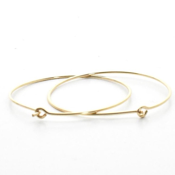 2” 50mm 14k Gold Wire Thin Polished Hoop Earrings - Picture 7 of 7
